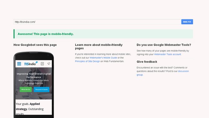 Google’s mobile friendly test tool